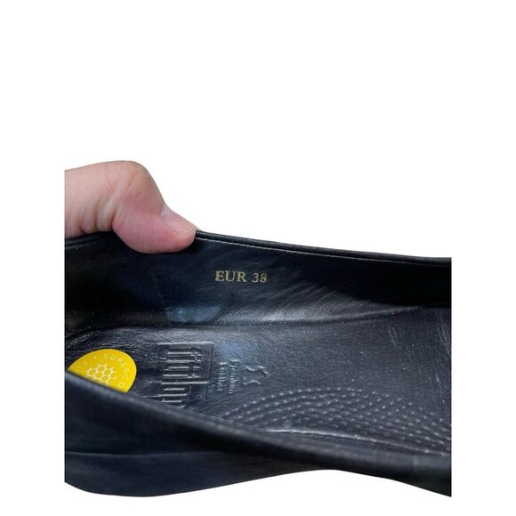Fit Flop Loafer Black Calf Hair Slip On Leather Comfort Flat Shoes EU 38 US 7.5 - Picture 8 of 10